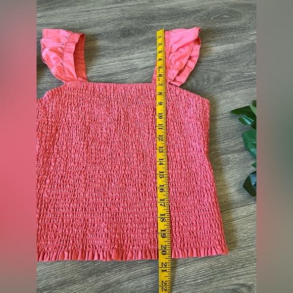 Old Navy Coastal Boho Sleeveless Ruffle Strap Square Neck Smocked Top in Coral M - Picture 10 of 10